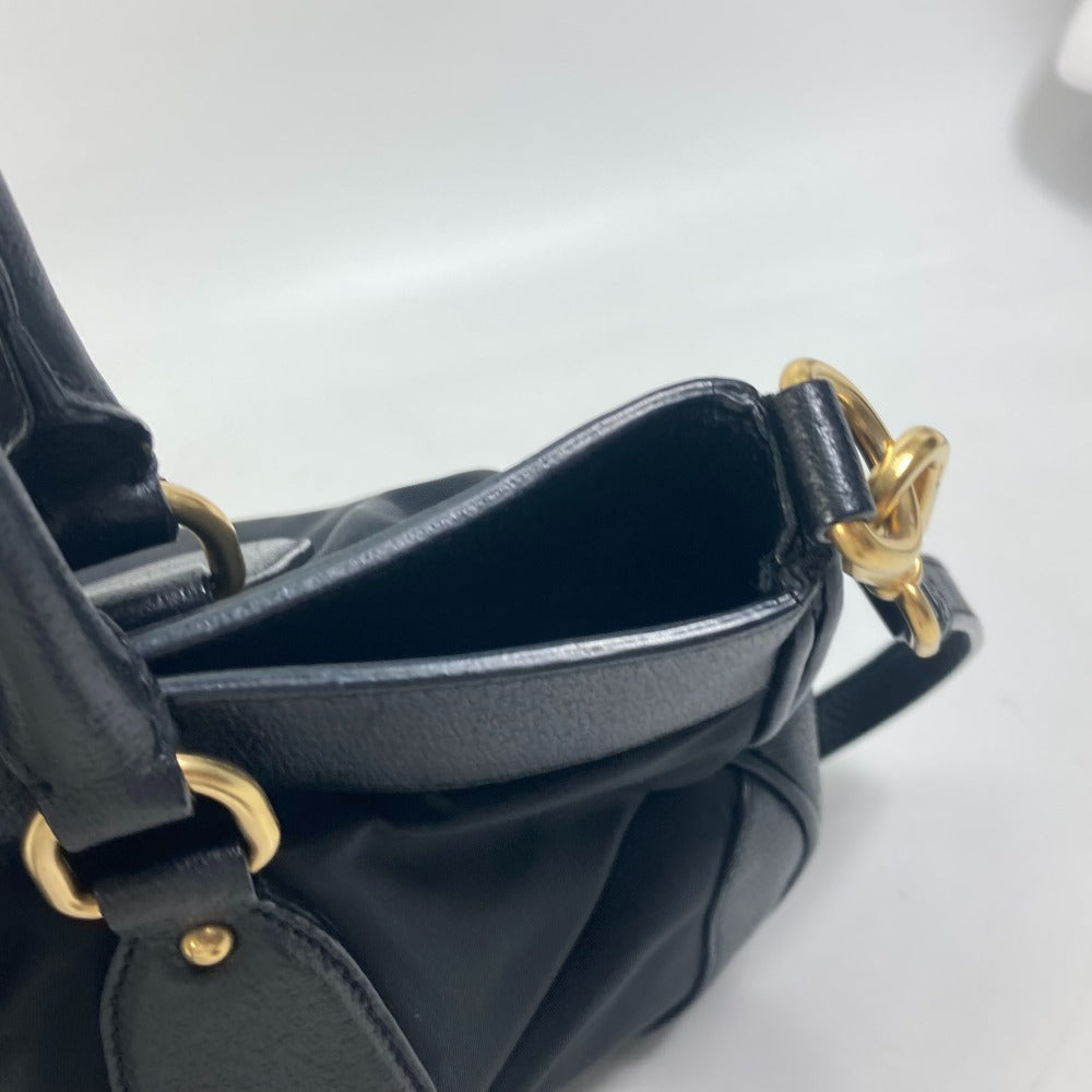 PRADA Tote Bag Nylon / leather black Handbag Shoulder Bag Triangle logo plate Women Used Authentic