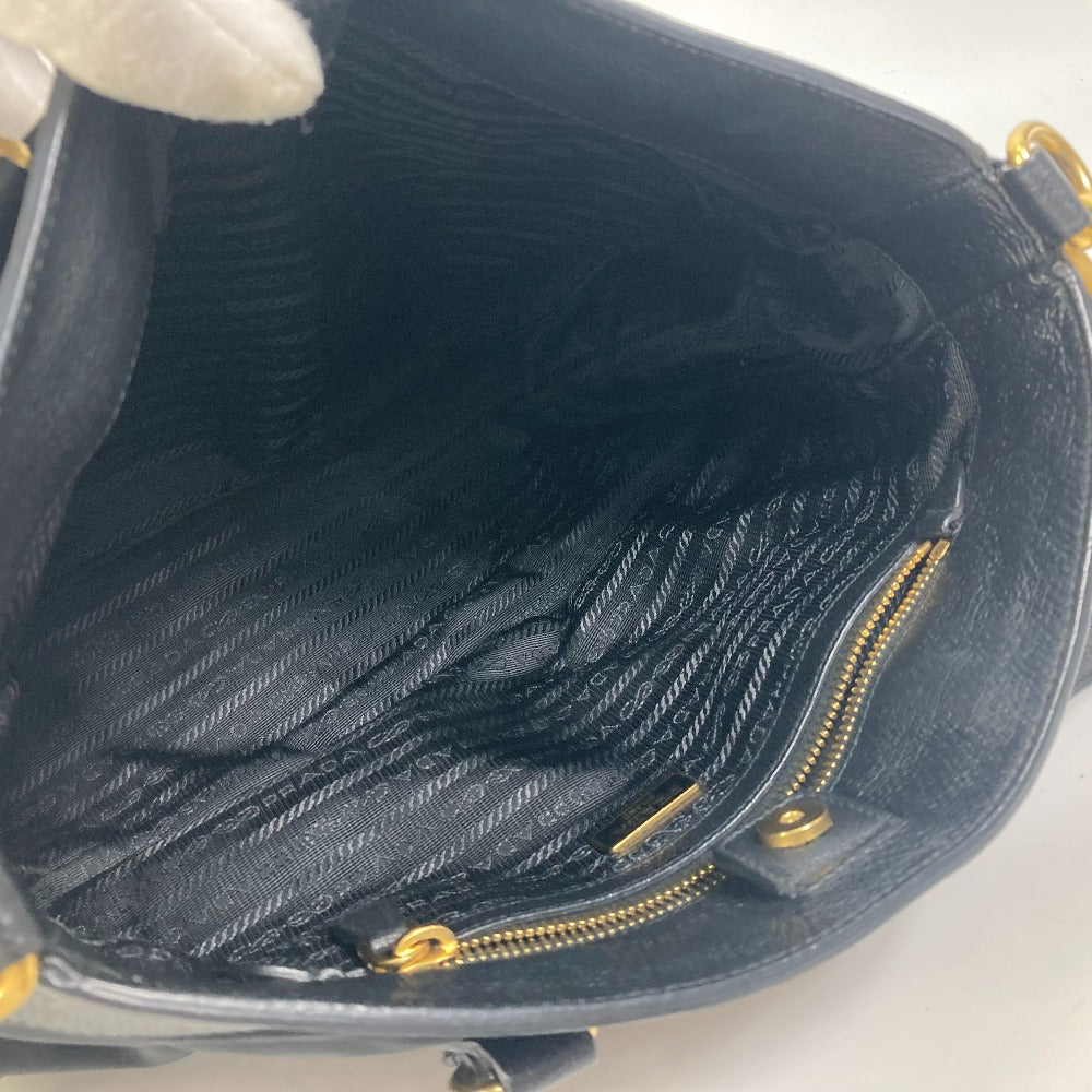 PRADA Tote Bag Nylon / leather black Handbag Shoulder Bag Triangle logo plate Women Used Authentic