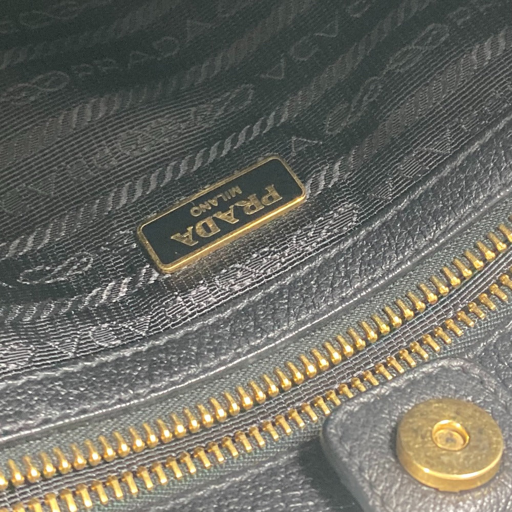 PRADA Tote Bag Nylon / leather black Handbag Shoulder Bag Triangle logo plate Women Used Authentic