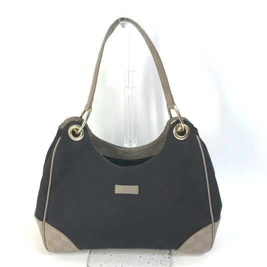 GUCCI Shoulder Bag 257265 Canvas / leather Dark Navy type GG Guccisima logo Women Used Authentic