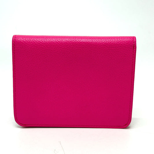 BALENCIAGA Folded wallet leather pink logo Ville Women Used Authentic