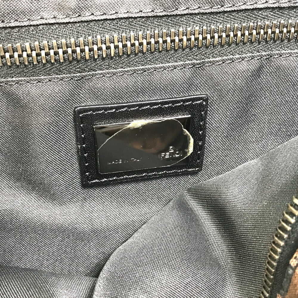 FENDI Handbag Canvas / leather Brown Zucchino Women Used Authentic