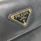 PRADA Clutch bag saffiano leather black Triangle logo plate Women Used Authentic