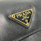 PRADA Clutch bag saffiano leather black Triangle logo plate Women Used Authentic