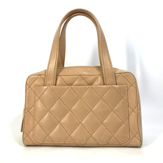 CHANEL Handbag leather beige CC COCO Mark Wild stitch Women Used Authentic