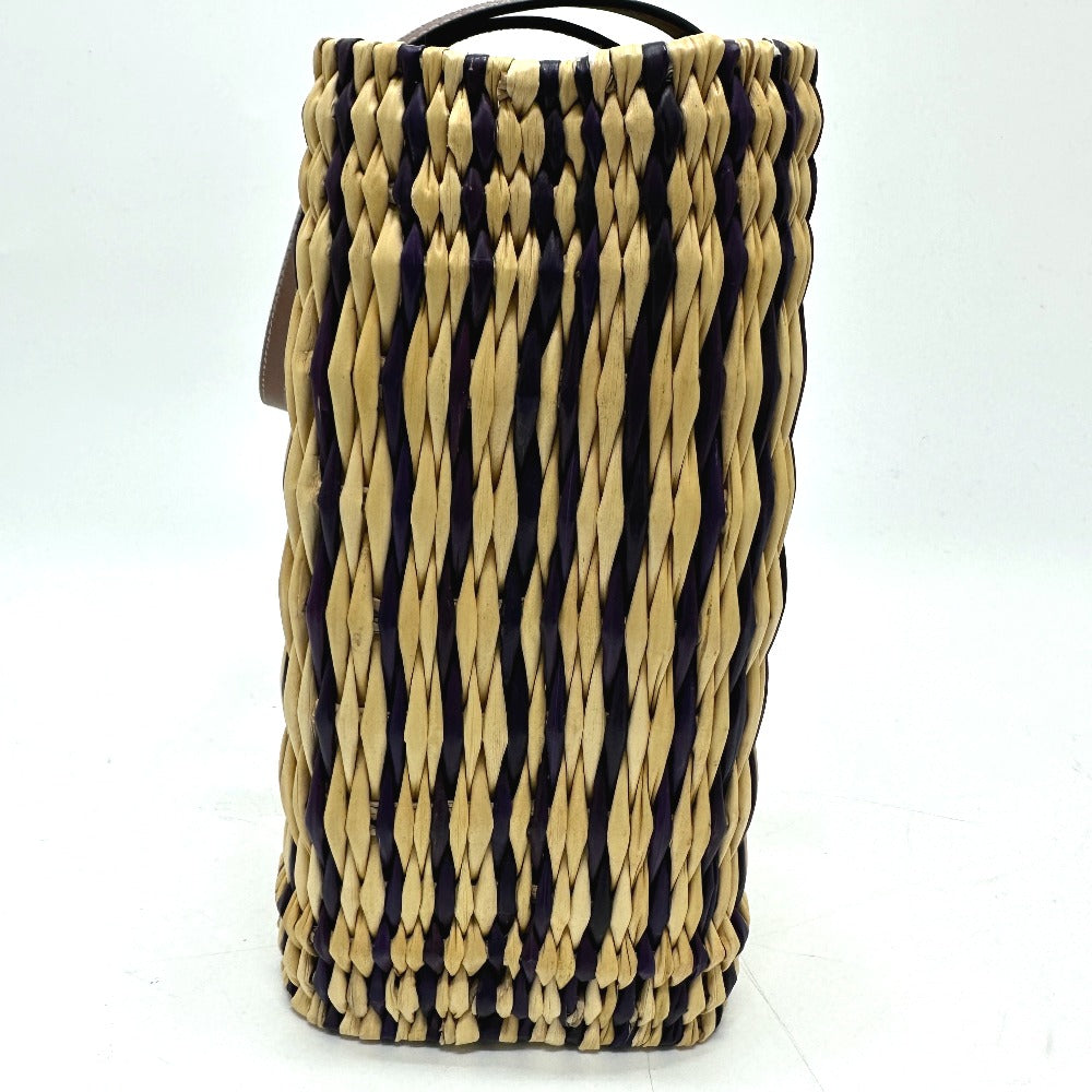 LOEWE Tote Bag Straw / leather beige square anagram Straw bag Women Used Authentic