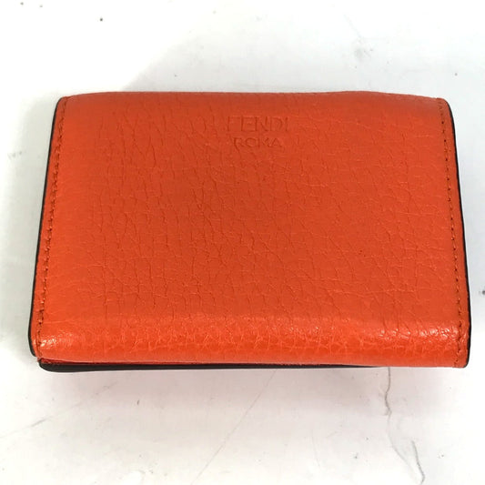FENDI Trifold wallet 8M0426 leather Orange Peekaboo Women Used Authentic