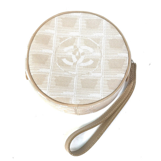CHANEL Pouch A17682 canvas beige COCO Mark New travel line Women Used Authentic