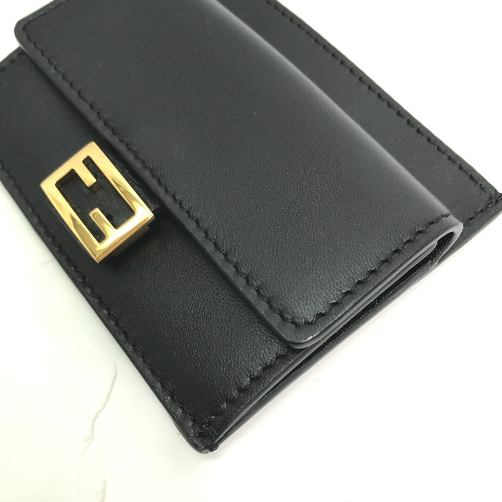 FENDI Coin case 8M0423 leather black baguette card holder Women Used Authentic
