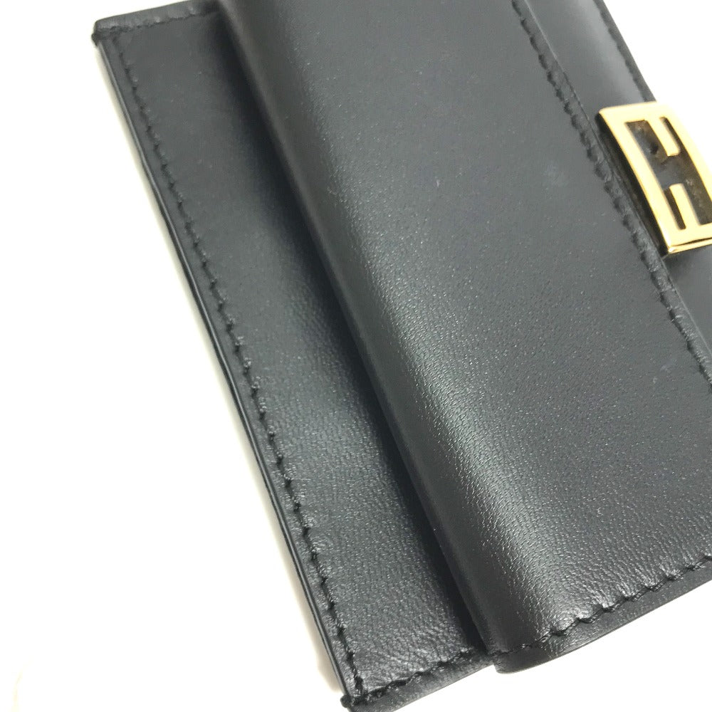 FENDI Coin case 8M0423 leather black baguette card holder Women Used Authentic