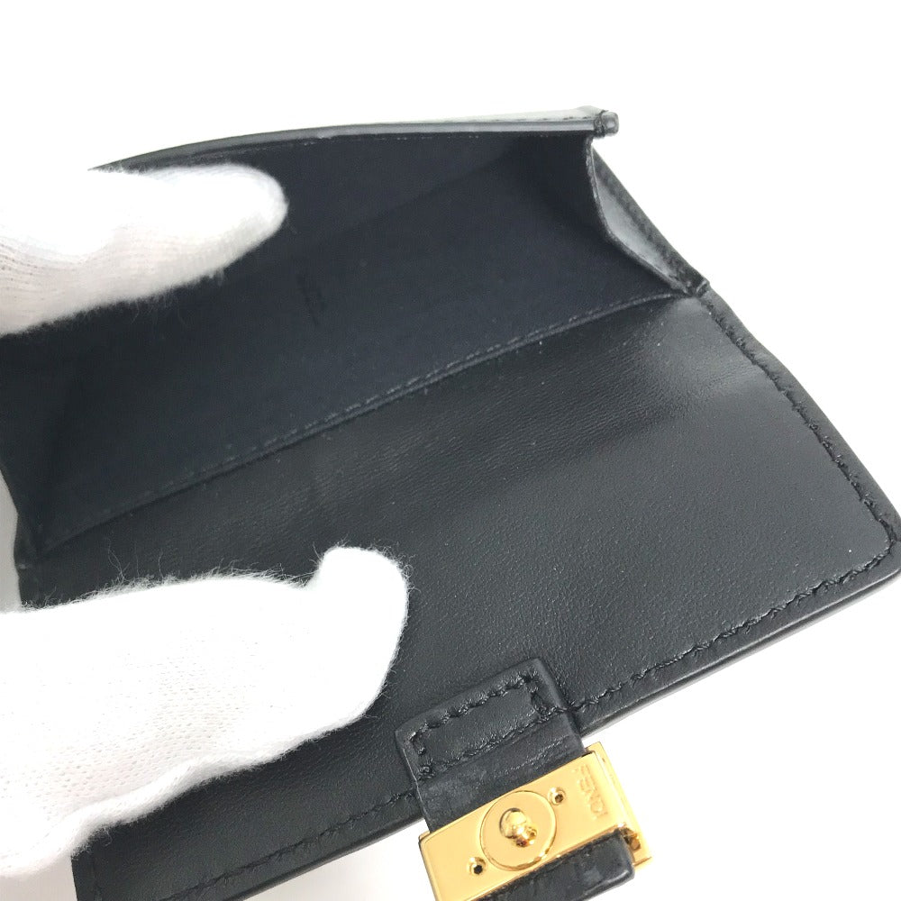 FENDI Coin case 8M0423 leather black baguette card holder Women Used Authentic
