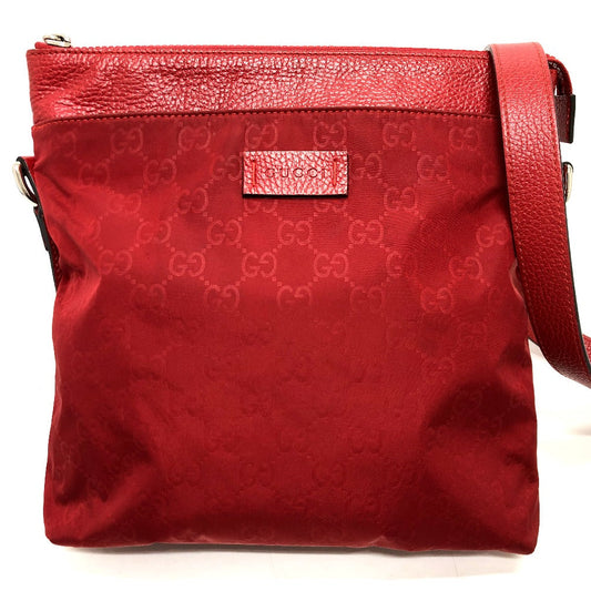 GUCCI Shoulder Bag 510342 Nylon / leather Red GG Women Used Authentic
