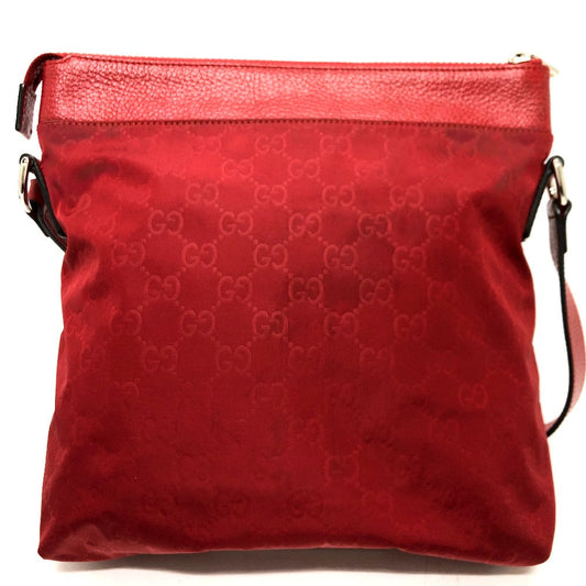 GUCCI Shoulder Bag 510342 Nylon / leather Red GG Women Used Authentic