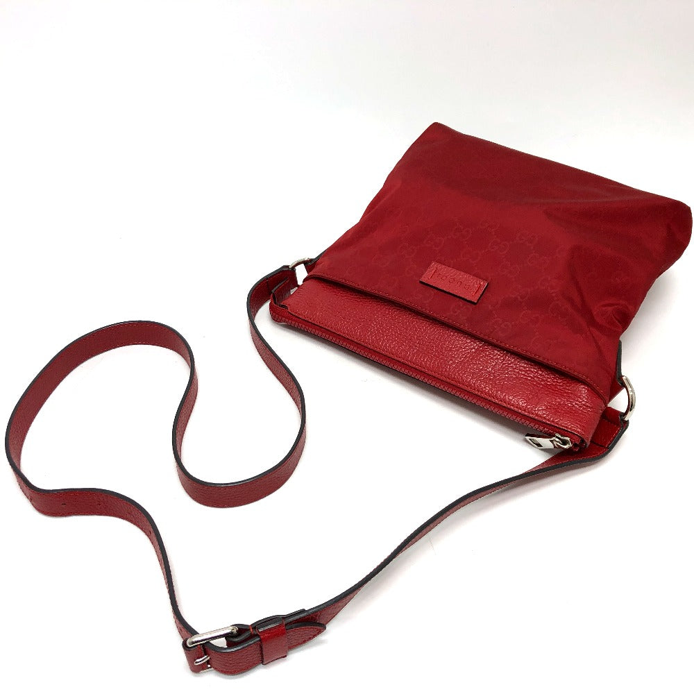 GUCCI Shoulder Bag 510342 Nylon / leather Red GG Women Used Authentic