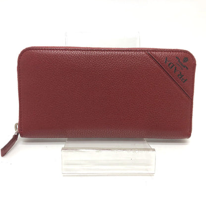 PRADA Long Wallet Purse 2ML317 leather Red type logo gradient Zip Around mens Used Authentic