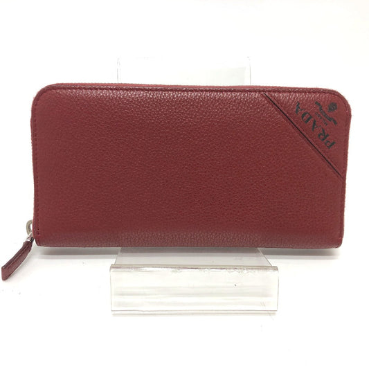 PRADA Long Wallet Purse 2ML317 leather Red type logo gradient Zip Around mens Used Authentic