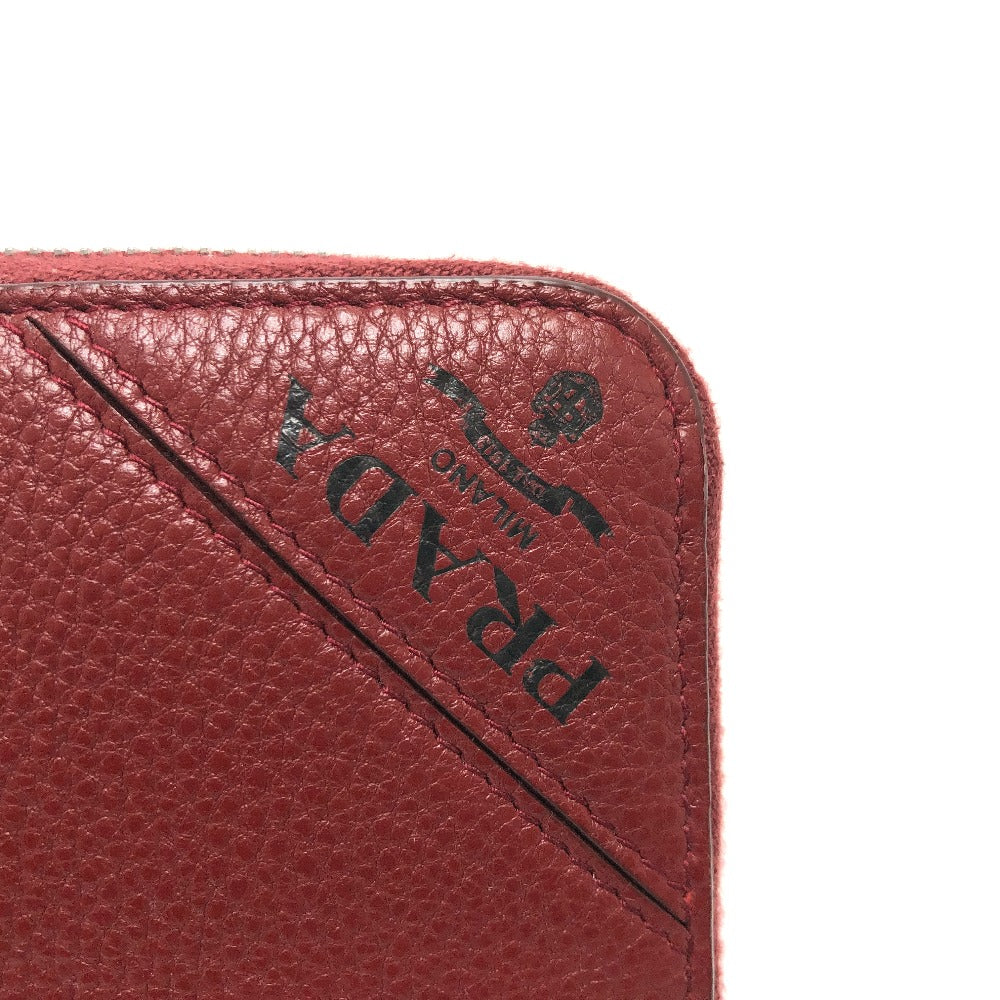 PRADA Long Wallet Purse 2ML317 leather Red type logo gradient Zip Around mens Used Authentic
