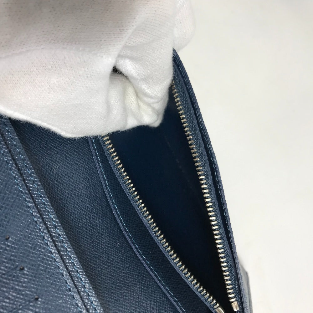 LOUIS VUITTON Long Wallet Purse M30662 Taiga Leather blue Taiga Portefeuille Braza mens Used Authentic