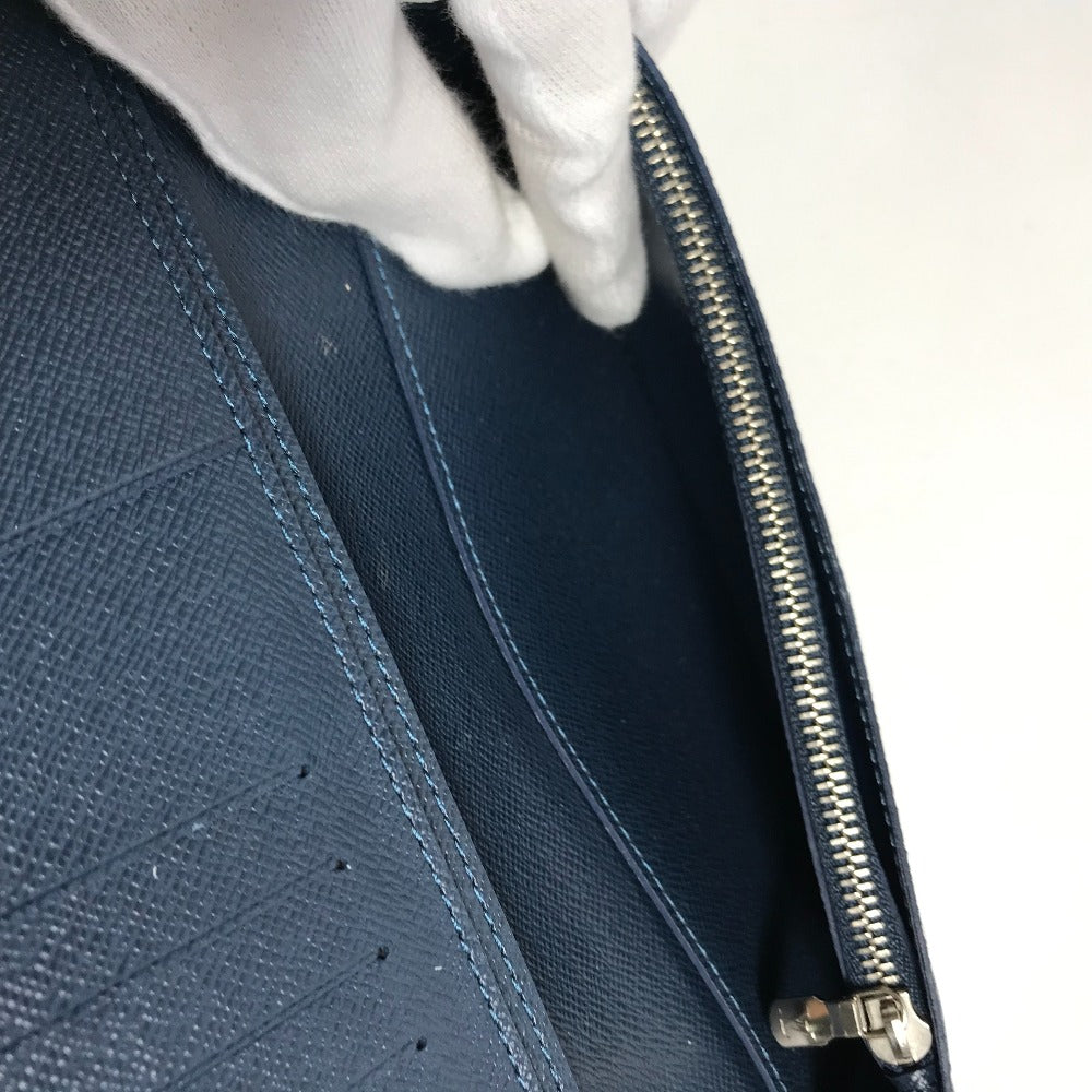 LOUIS VUITTON Long Wallet Purse M30662 Taiga Leather blue Taiga Portefeuille Braza mens Used Authentic
