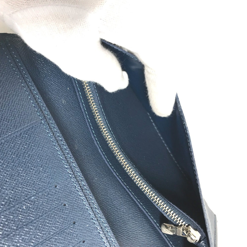 LOUIS VUITTON Long Wallet Purse M30662 Taiga Leather blue Taiga Portefeuille Braza mens Used Authentic