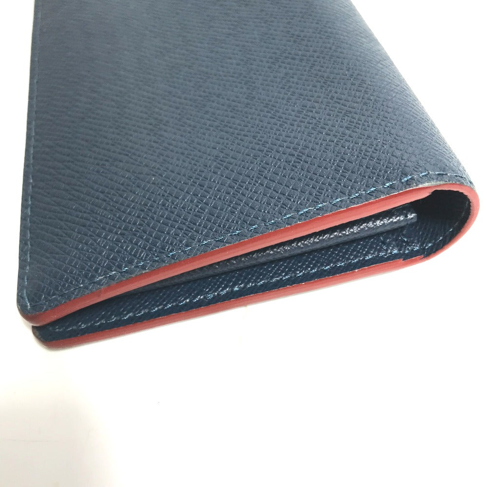 LOUIS VUITTON Long Wallet Purse M30662 Taiga Leather blue Taiga Portefeuille Braza mens Used Authentic