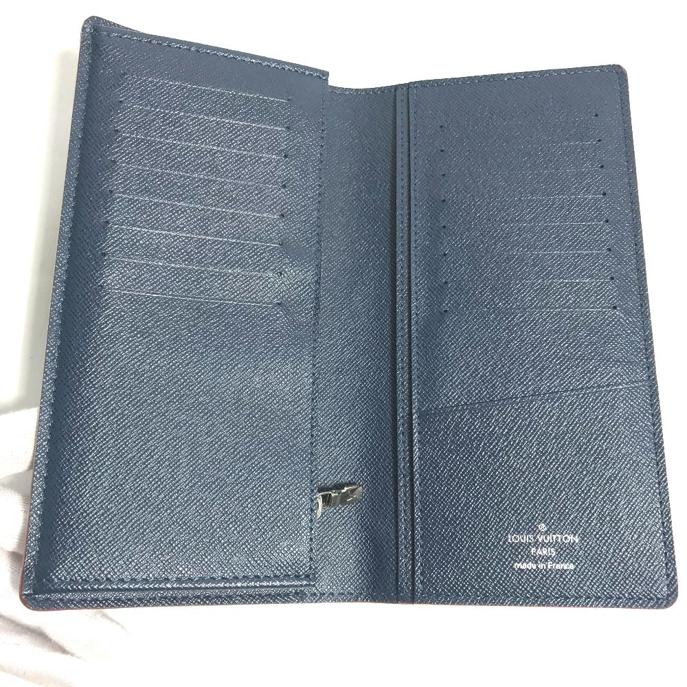 LOUIS VUITTON Long Wallet Purse M30662 Taiga Leather blue Taiga Portefeuille Braza mens Used Authentic
