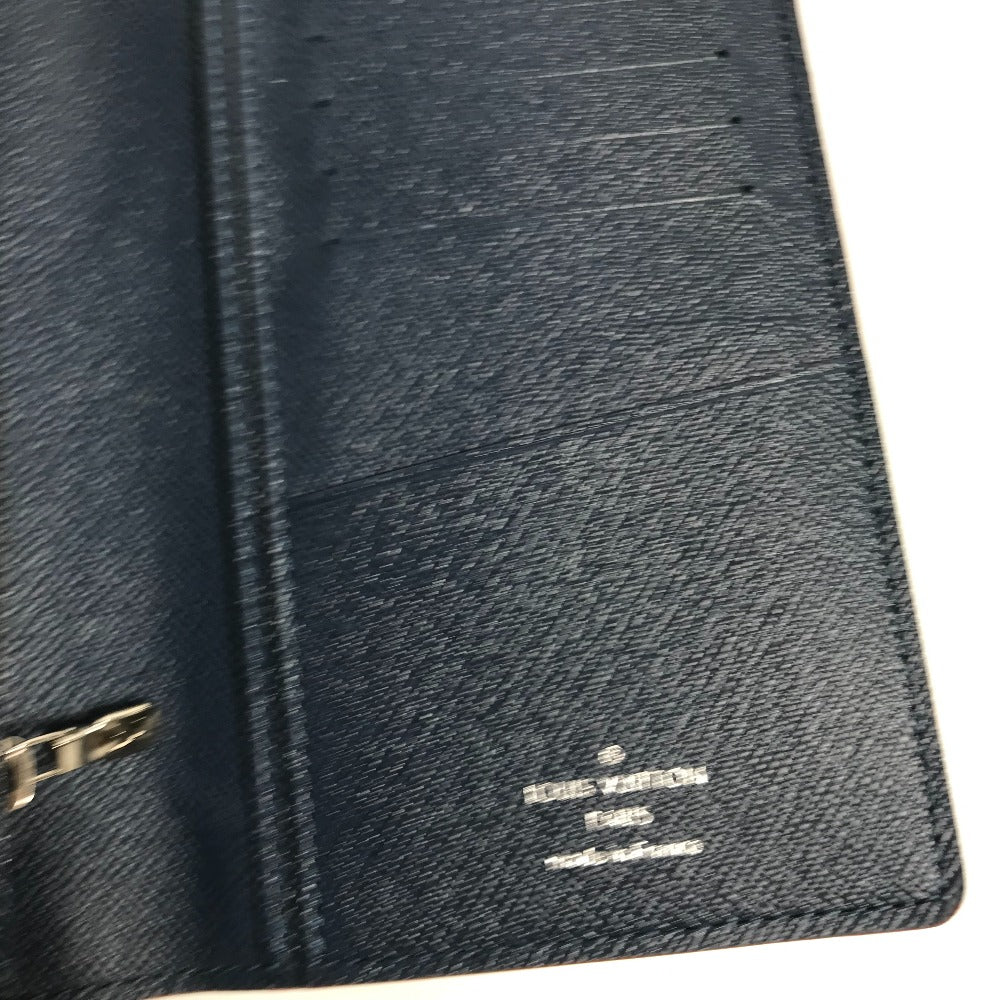 LOUIS VUITTON Long Wallet Purse M30662 Taiga Leather blue Taiga Portefeuille Braza mens Used Authentic