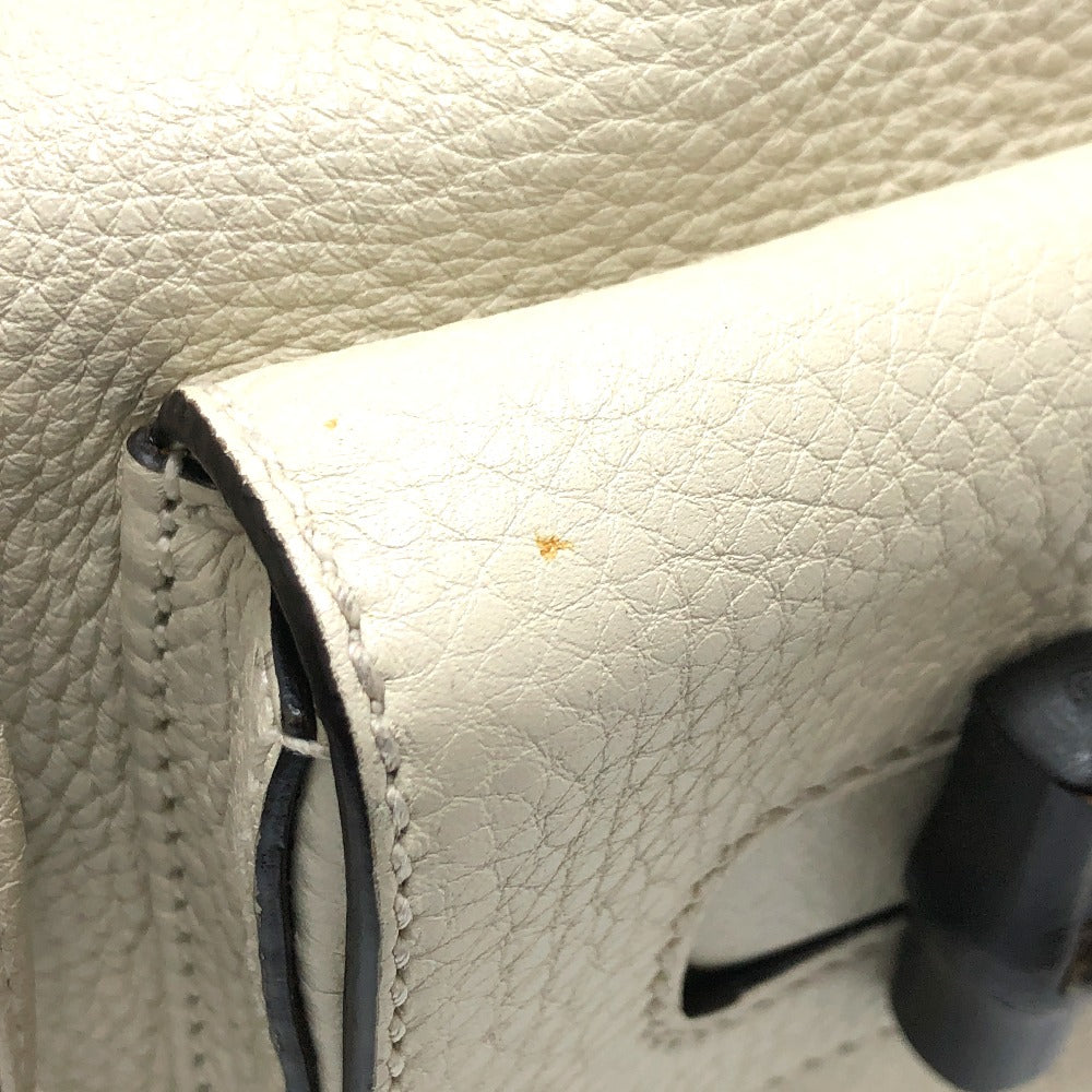 GUCCI Backpack 370833 leather White type Bamboo Backpack Women Used Authentic