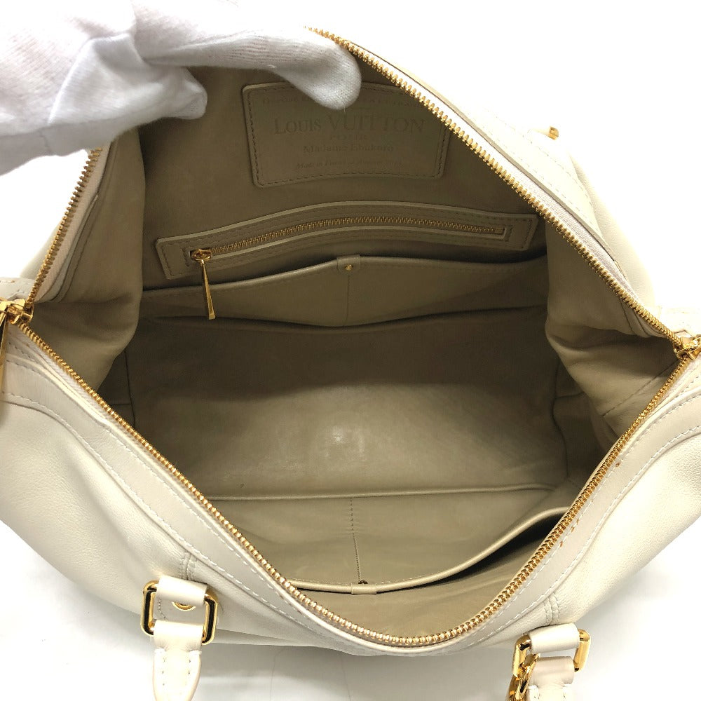 LOUIS VUITTON Boston Duffel bag leather white Sac Louis Women Used Authentic