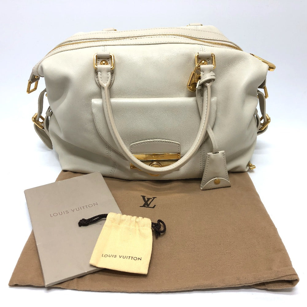 LOUIS VUITTON Boston Duffel bag leather white Sac Louis Women Used Authentic