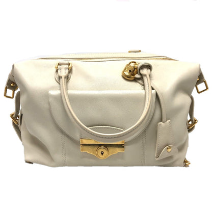 LOUIS VUITTON Boston Duffel bag leather white Sac Louis Women Used Authentic