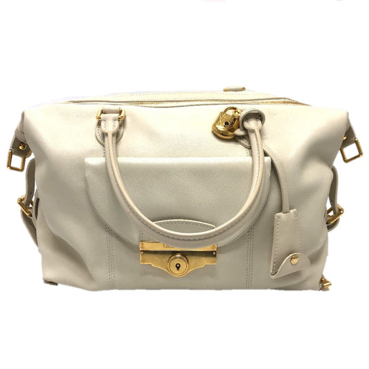 LOUIS VUITTON Boston Duffel bag leather white Sac Louis Women Used Authentic
