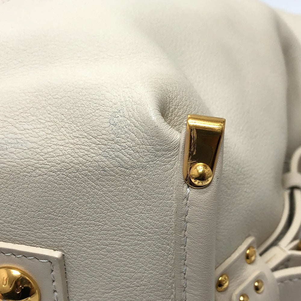 LOUIS VUITTON Boston Duffel bag leather white Sac Louis Women Used Authentic