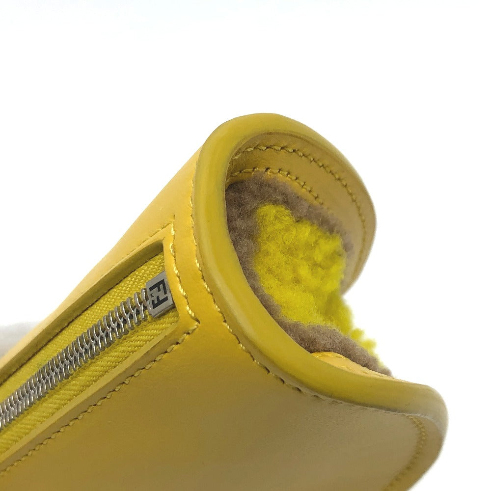 FENDI Bag charm 7AR706 leather yellow taco motif Coin case