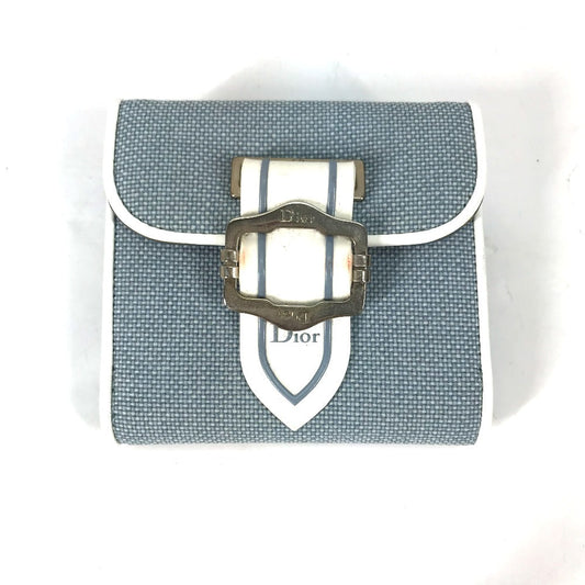 Dior Folded wallet Canvas / leather blue Bicolor logo W Hook Wallet