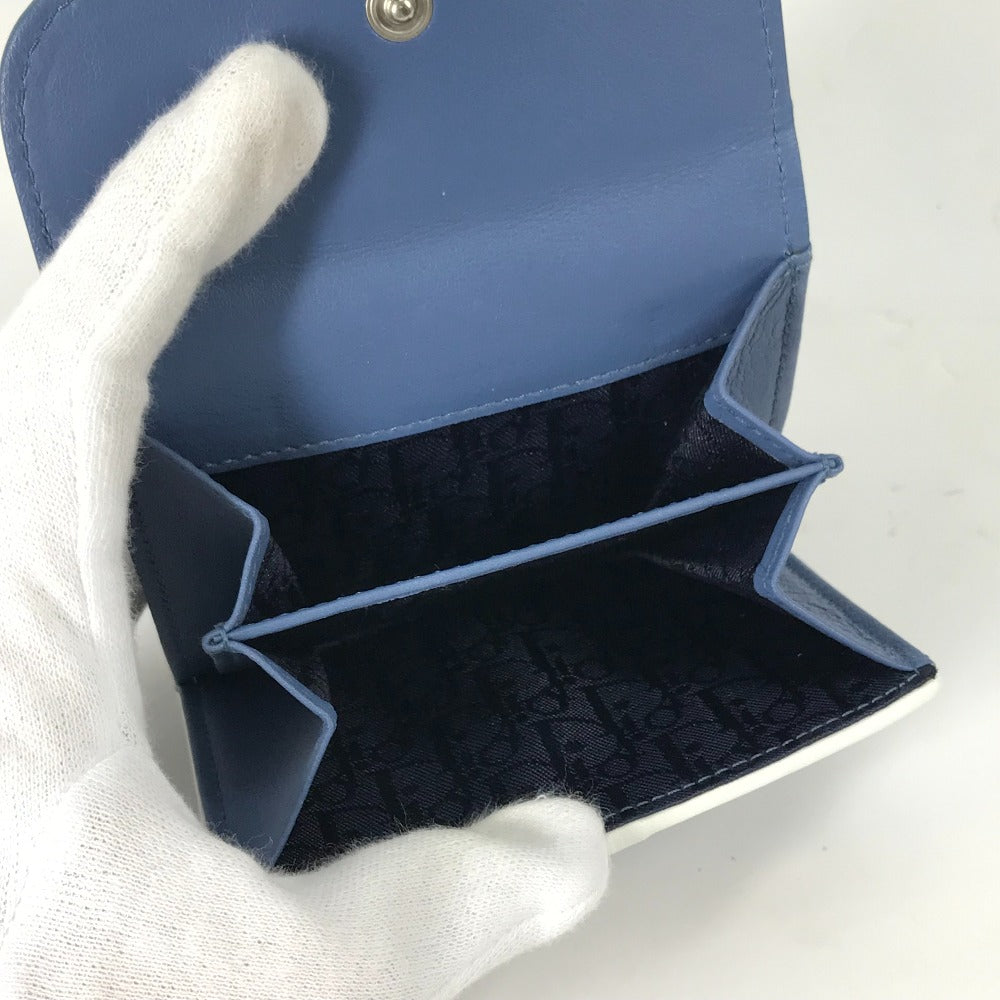 Dior Folded wallet Canvas / leather blue Bicolor logo W Hook Wallet