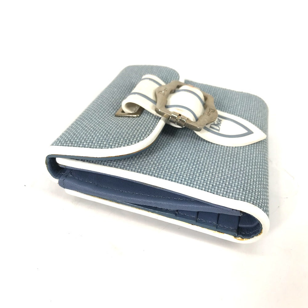 Dior Folded wallet Canvas / leather blue Bicolor logo W Hook Wallet