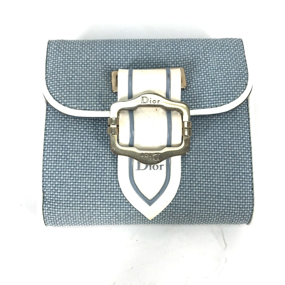 Dior Folded wallet Canvas / leather blue Bicolor logo W Hook Wallet