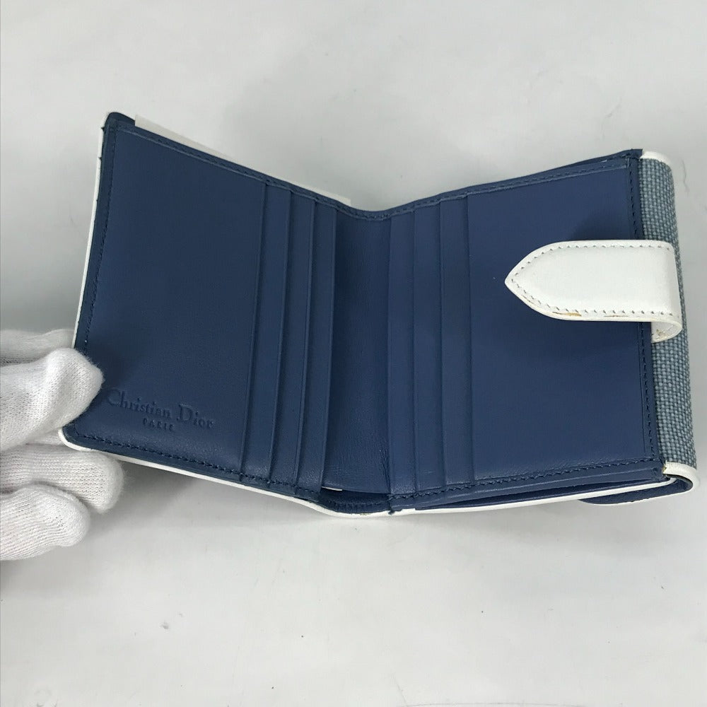 Dior Folded wallet Canvas / leather blue Bicolor logo W Hook Wallet