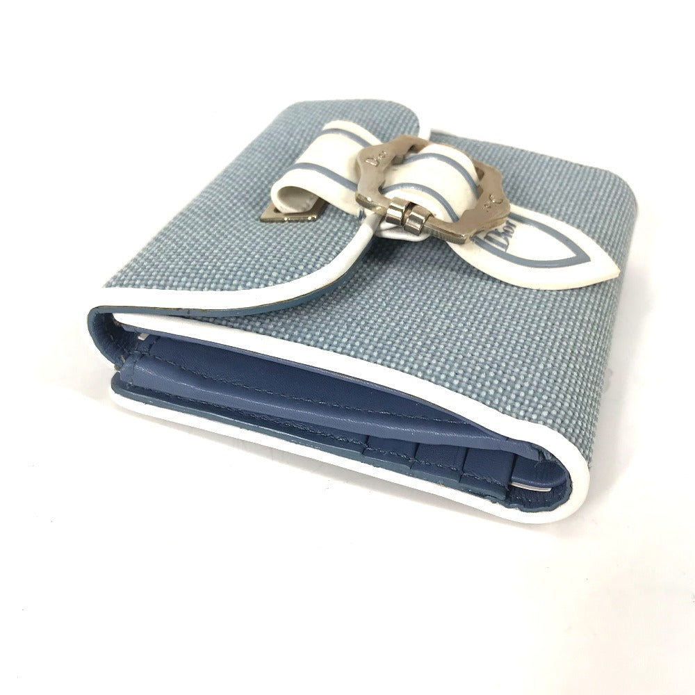 Dior Folded wallet Canvas / leather blue Bicolor logo W Hook Wallet