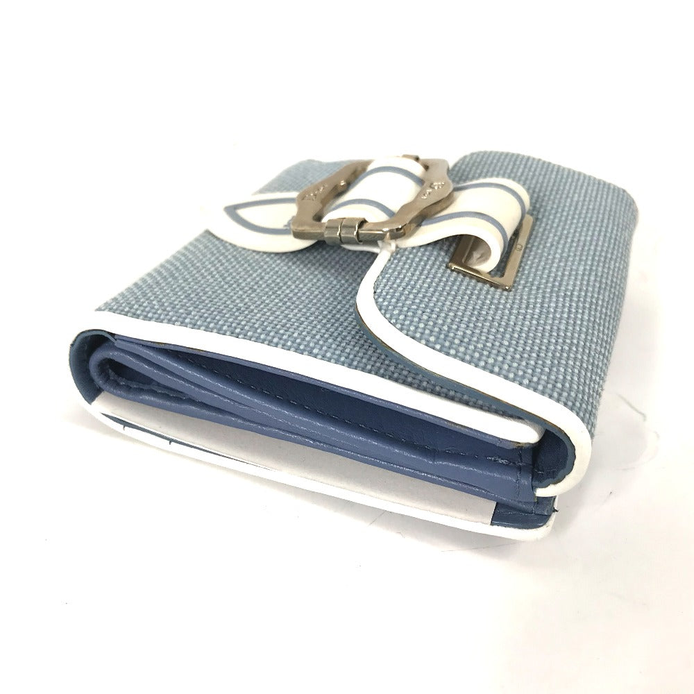 Dior Folded wallet Canvas / leather blue Bicolor logo W Hook Wallet