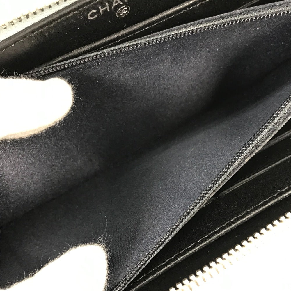 CHANEL Long Wallet Purse leather black airline triple coco Long wallet Women Used Authentic