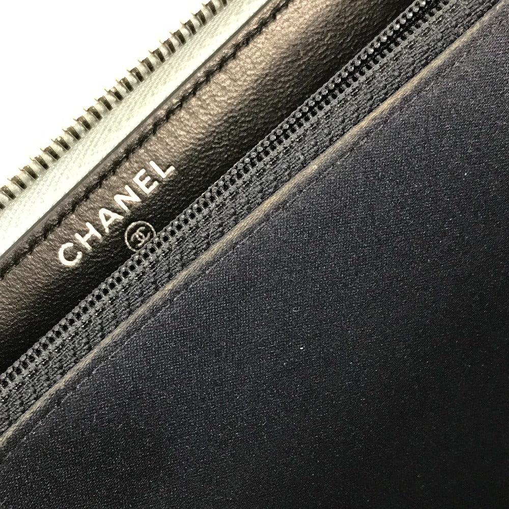CHANEL Long Wallet Purse leather black airline triple coco Long wallet Women Used Authentic