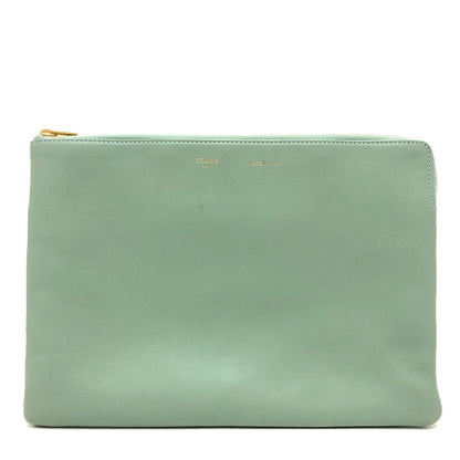 CELINE Clutch bag leather Green type business bag Women Used Authentic