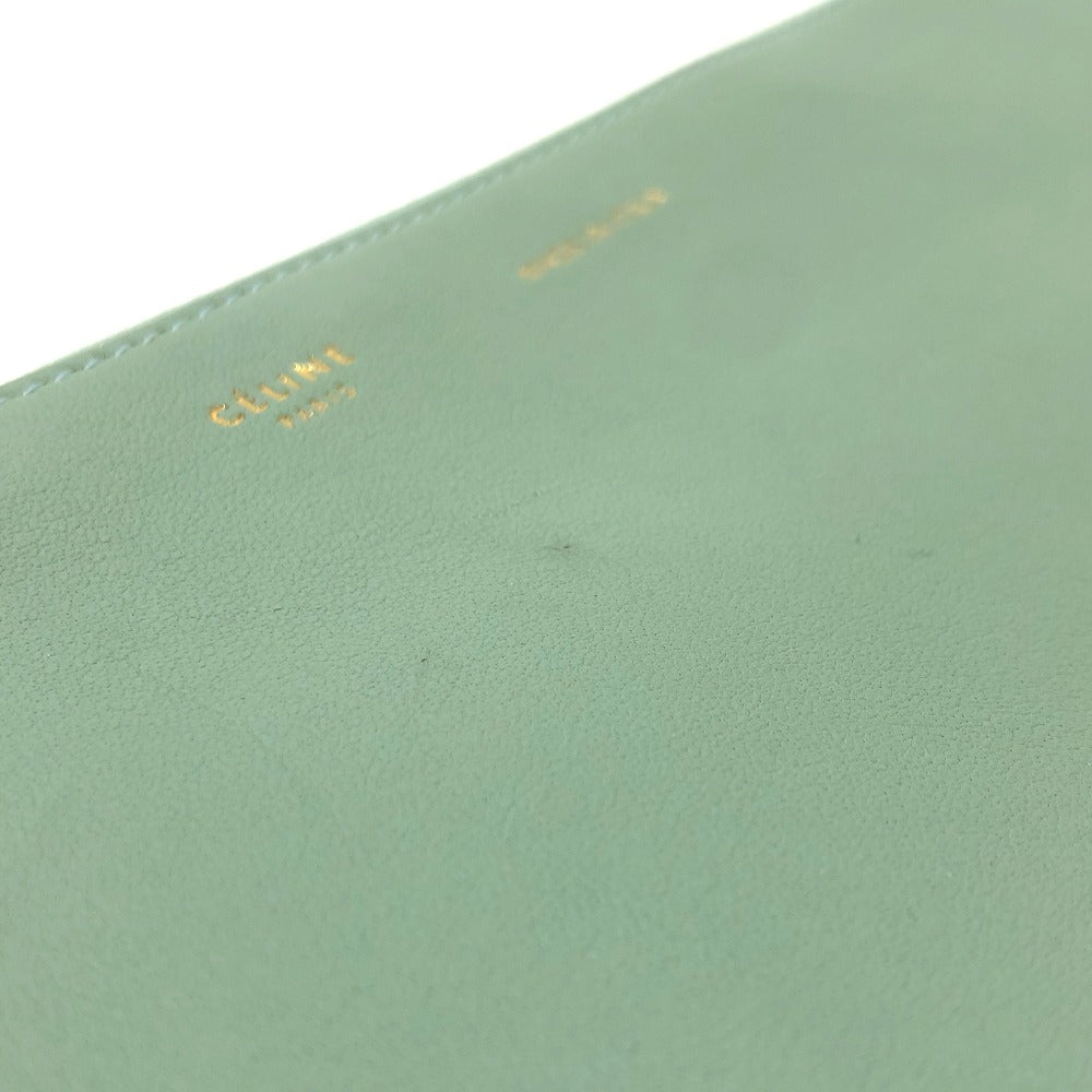 CELINE Clutch bag leather Green type business bag Women Used Authentic