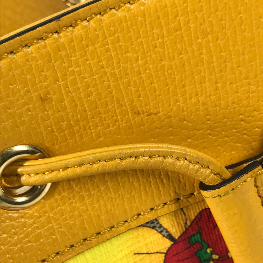 GUCCI Handbag 550621 GG Supreme Canvas beige GG Flora Flower Small Bucket Women Used Authentic