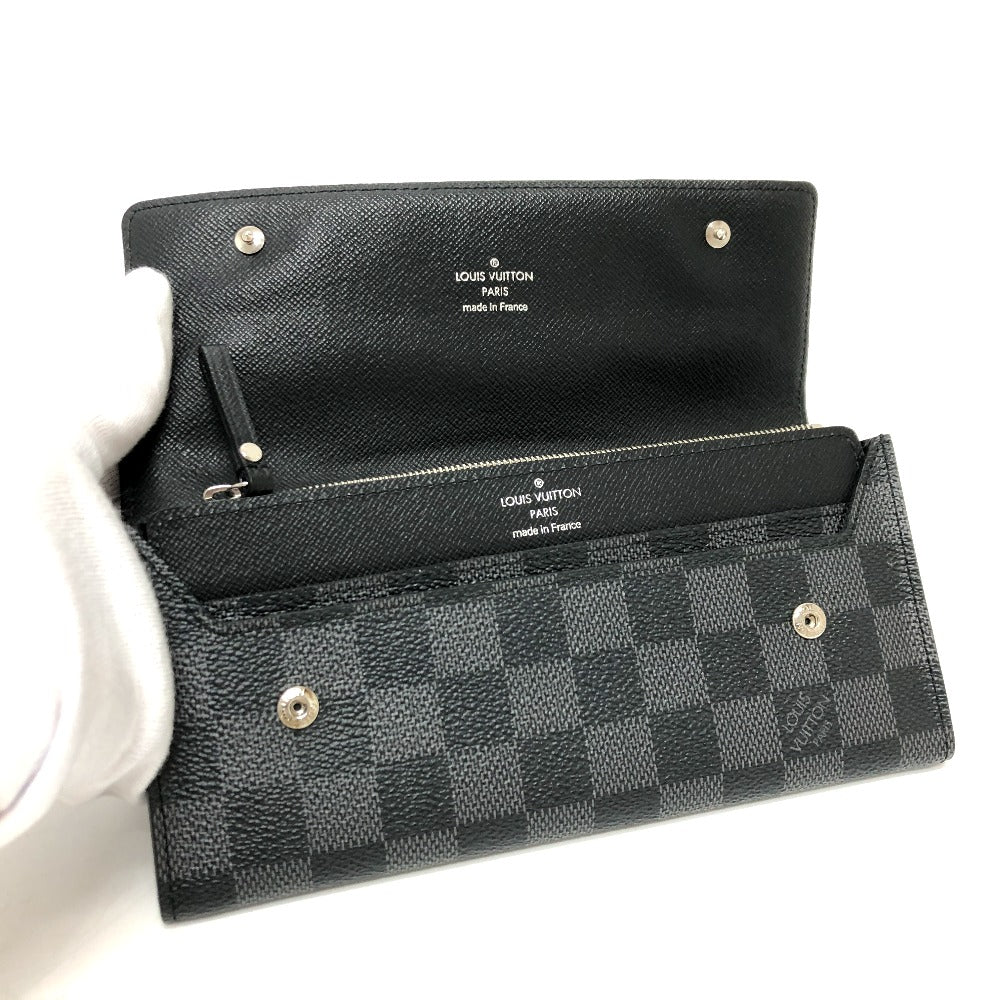LOUIS VUITTON Long Wallet Purse N63084 Damier Grafitto Canvas black Damier Grafitte Portefeuille long modular mens Used Authentic