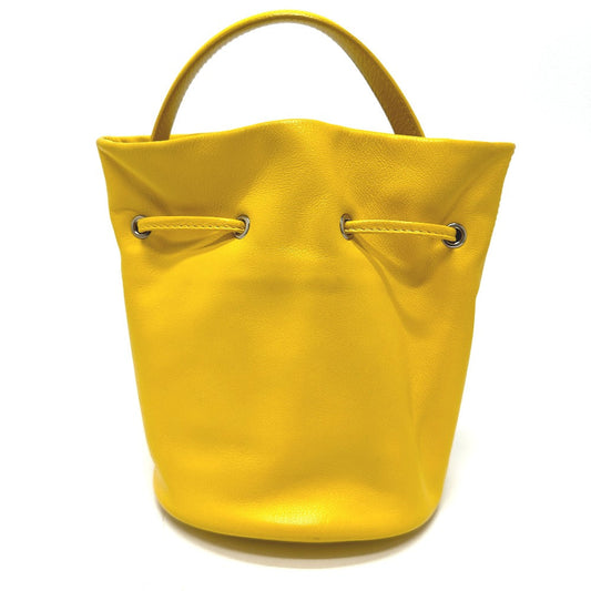 BALENCIAGA Shoulder Bag 638342 leather yellow Bucket bag EVERYDAY drawstring Women Used Authentic