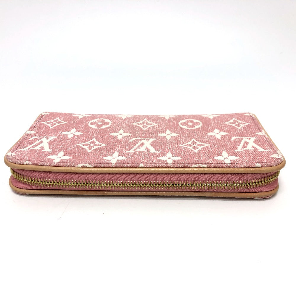 LOUIS VUITTON Long Wallet Purse M81182 Monogram denim pink Monogram denim Zippy wallet Women Used Authentic