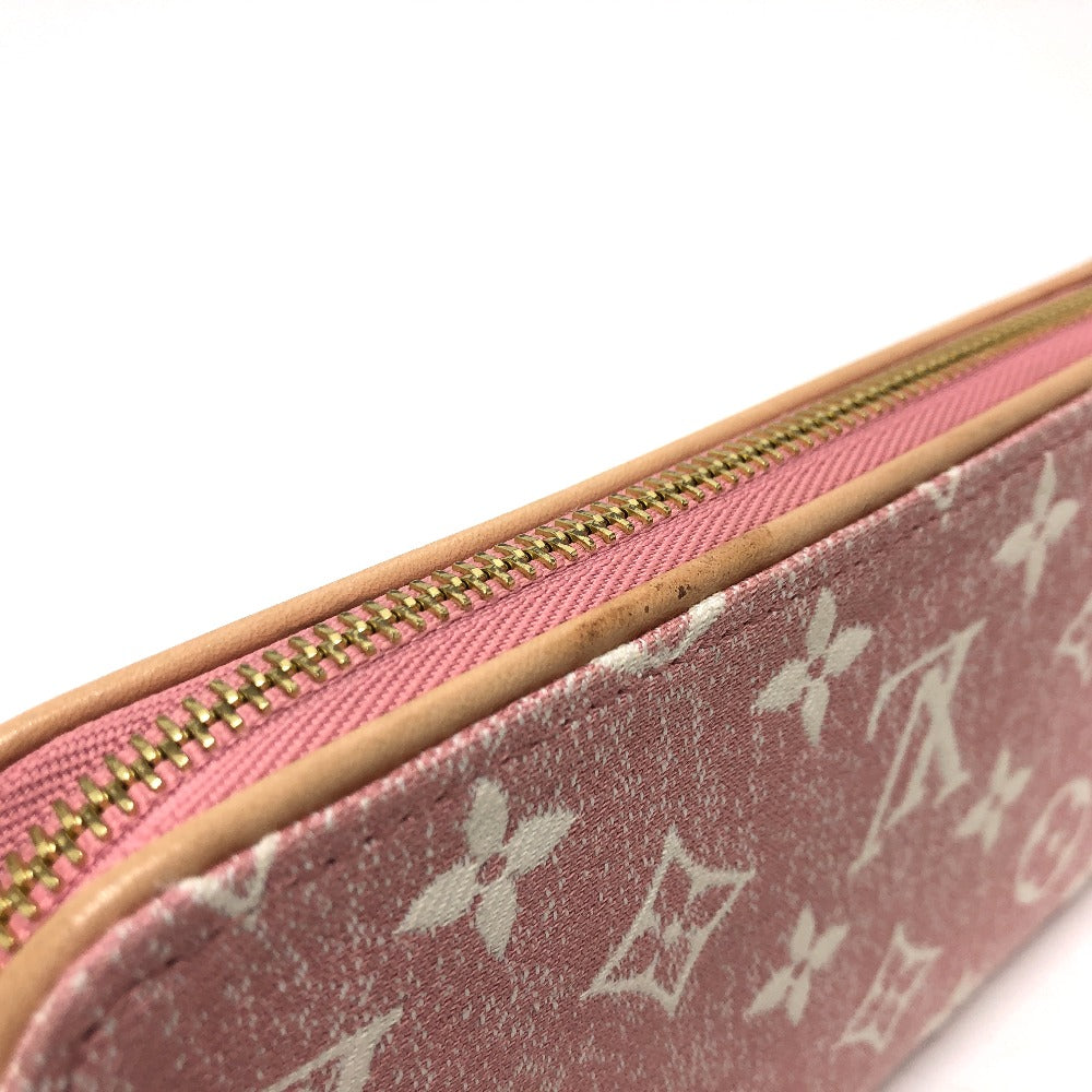 LOUIS VUITTON Long Wallet Purse M81182 Monogram denim pink Monogram denim Zippy wallet Women Used Authentic